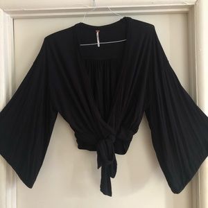 ❤️Free People Black Kimono Cropped Top S
